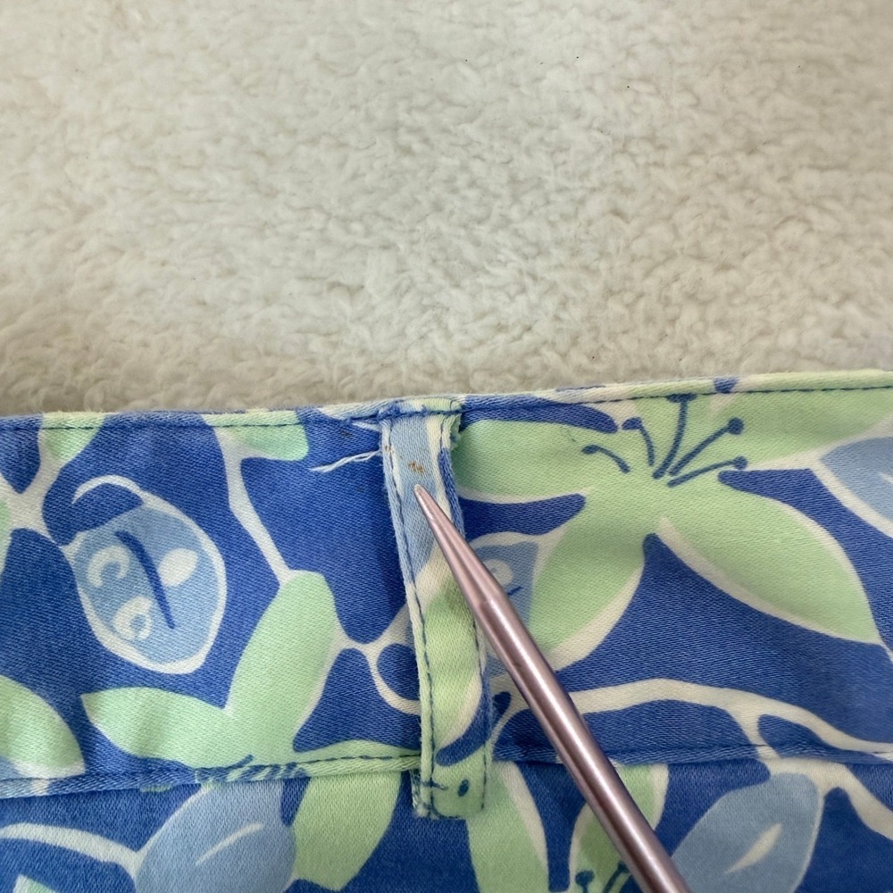 Lilly Pulitzer Floral Ladybug Crop Pants Womens 8P Blue Green Preppy Coastal - Picture 4 of 7